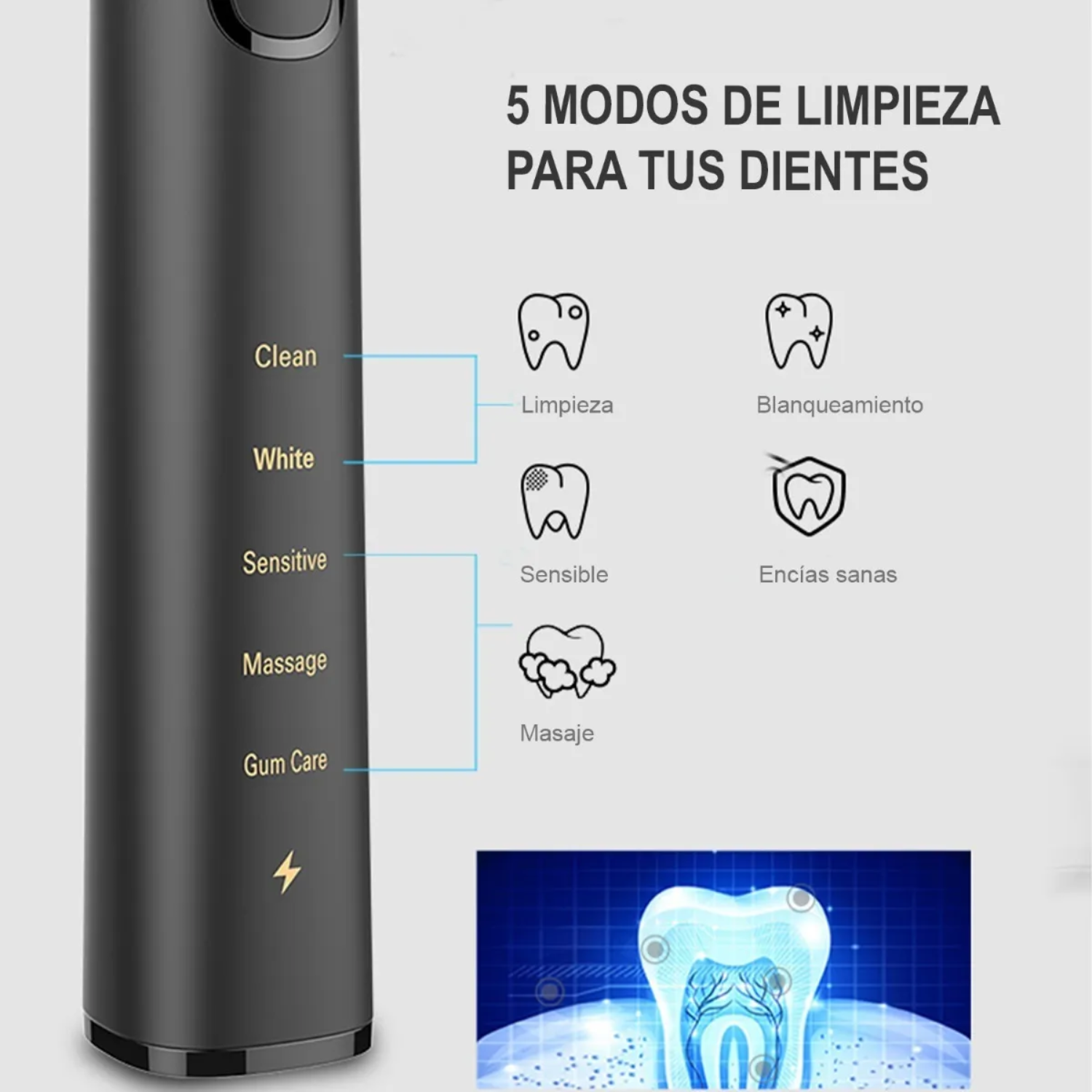 Cepillo Dental Eléctrico Recargable WHYGO