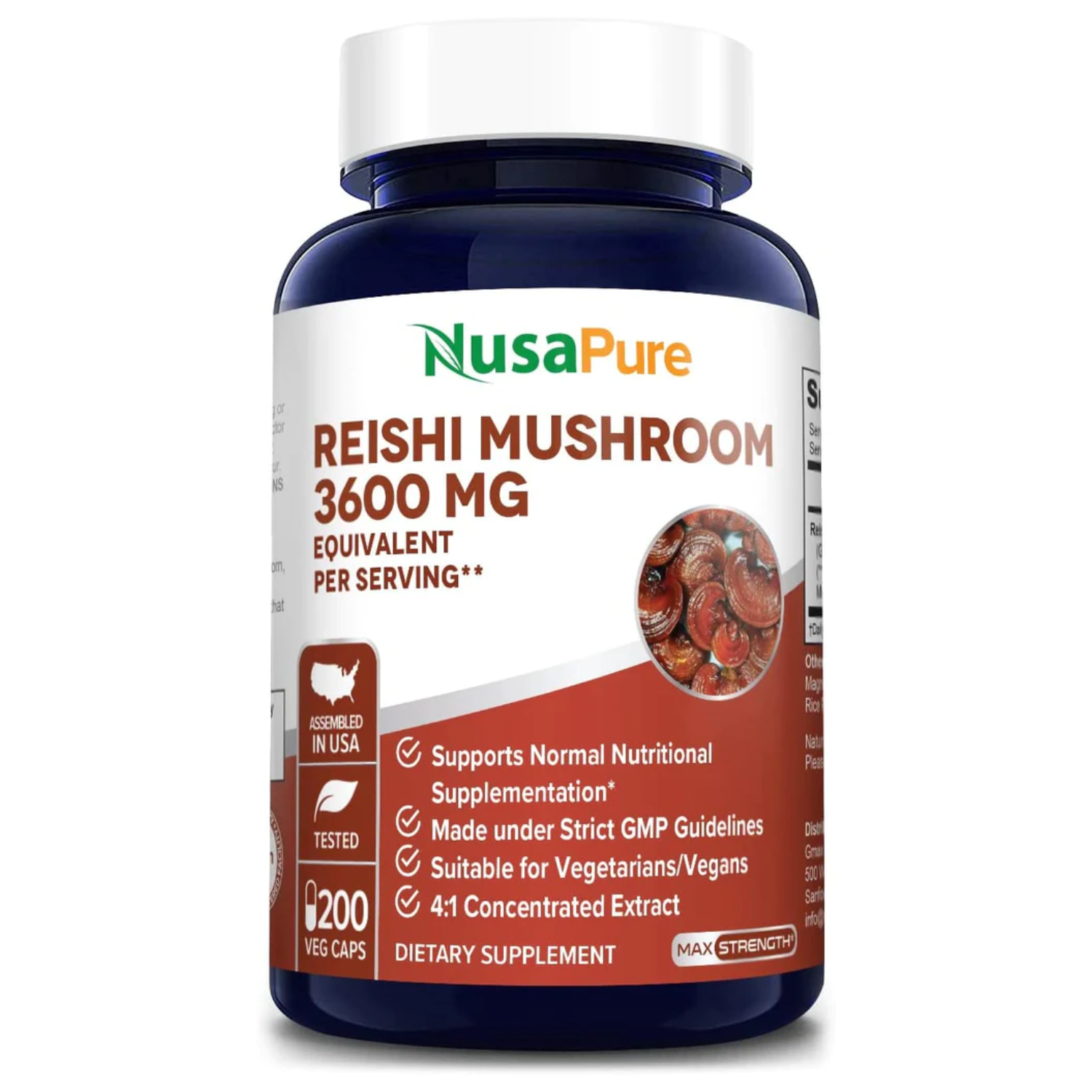 HONGOS REISHI NUSAPURE 3600 MG 300 CAPSULAS VEGETALES MUSHROOM