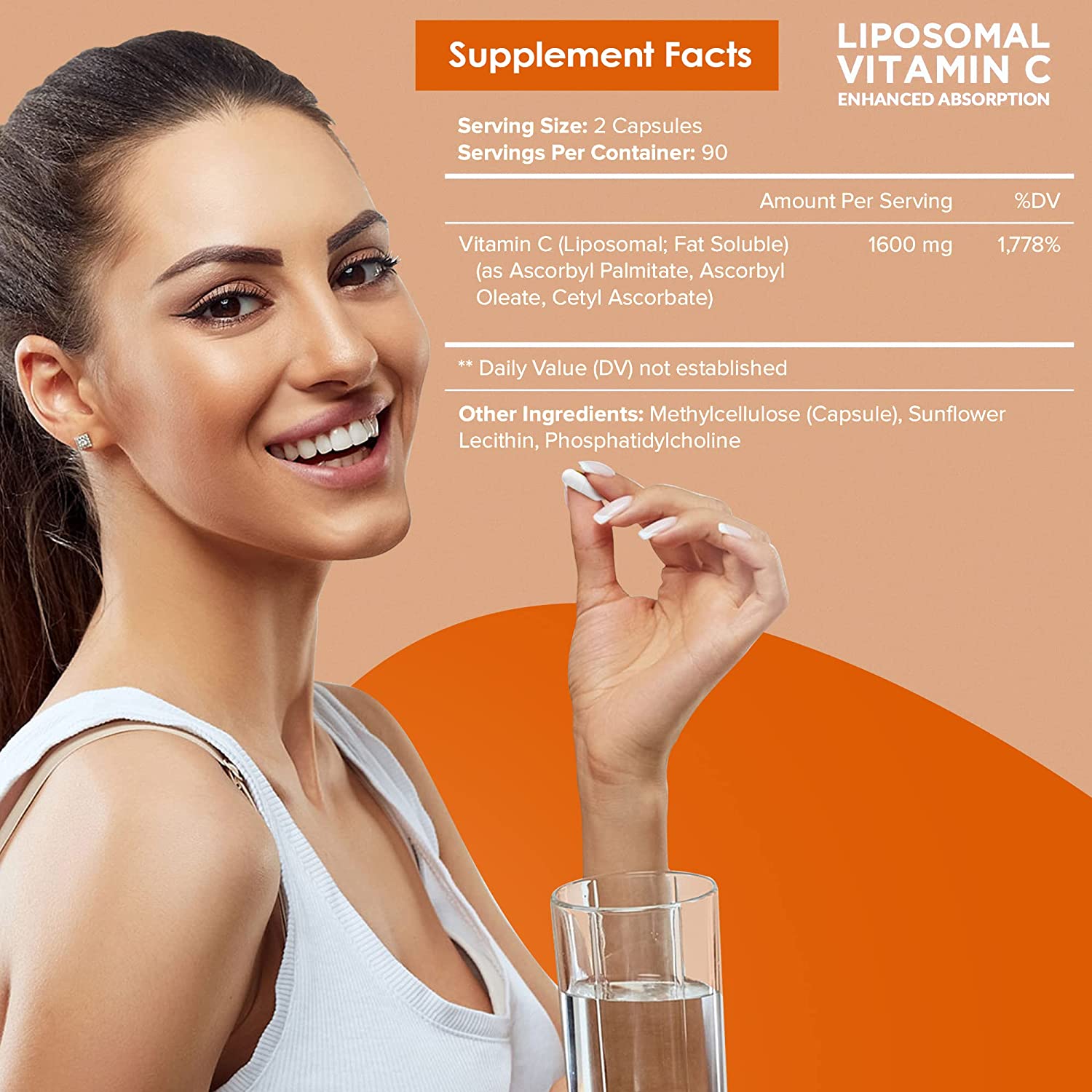 VITAMINA C LIPOSOMAL  1,600 MG 180 CAPSULAS VEGETALES SIN GMO NUTRIFLAIR