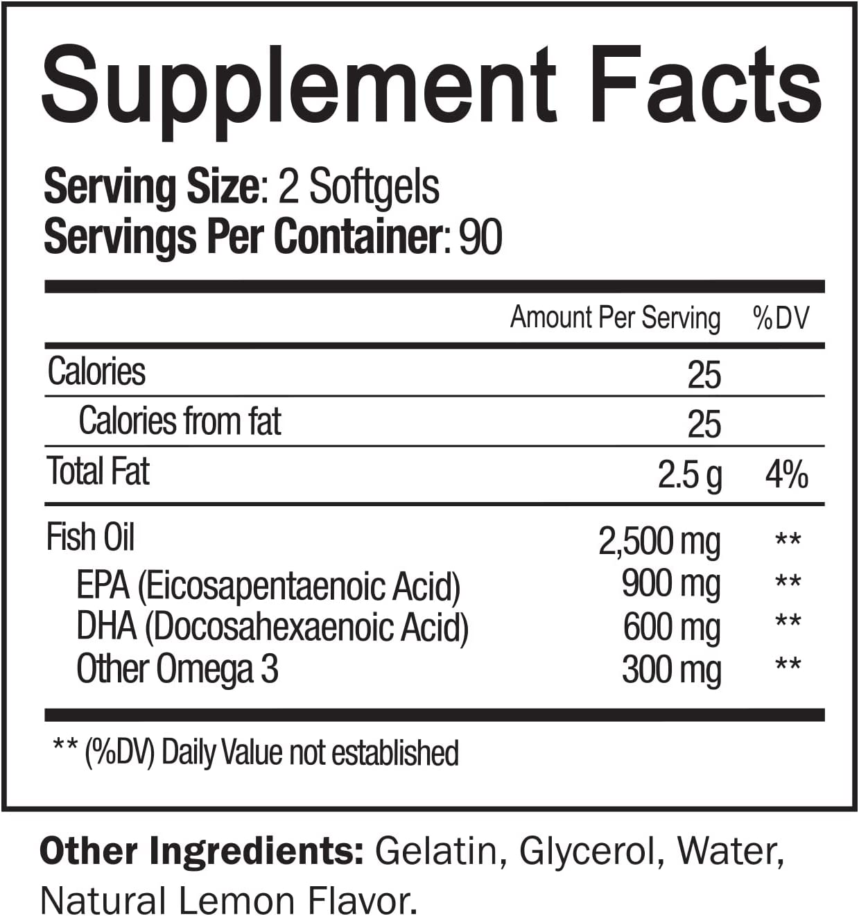 FISH OIL OMEGA 3  2,500 MG CON EPA 900 MG Y DHA 600 MG 180 CAPSULAS BLANDAS NUTRIFLAIR