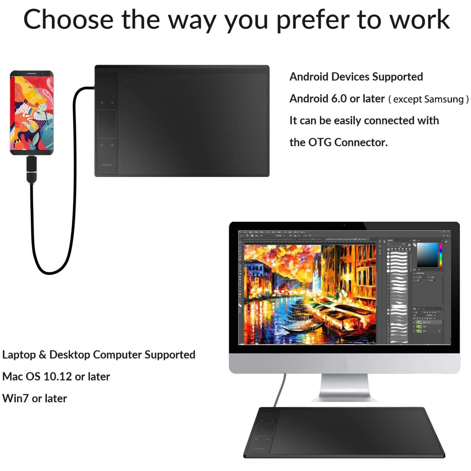 TABLETA GRAFICA DE DIBUJO VEIKK A30 V2 CON LAPIZ 10x6" CABLE USB OTG 8192 NSP