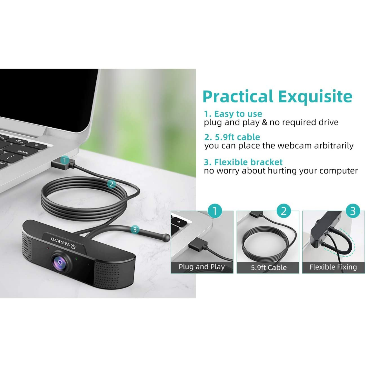 CAMARA WEB 1080P FULL HD VANKYO WEBCAM CON MICROFONO