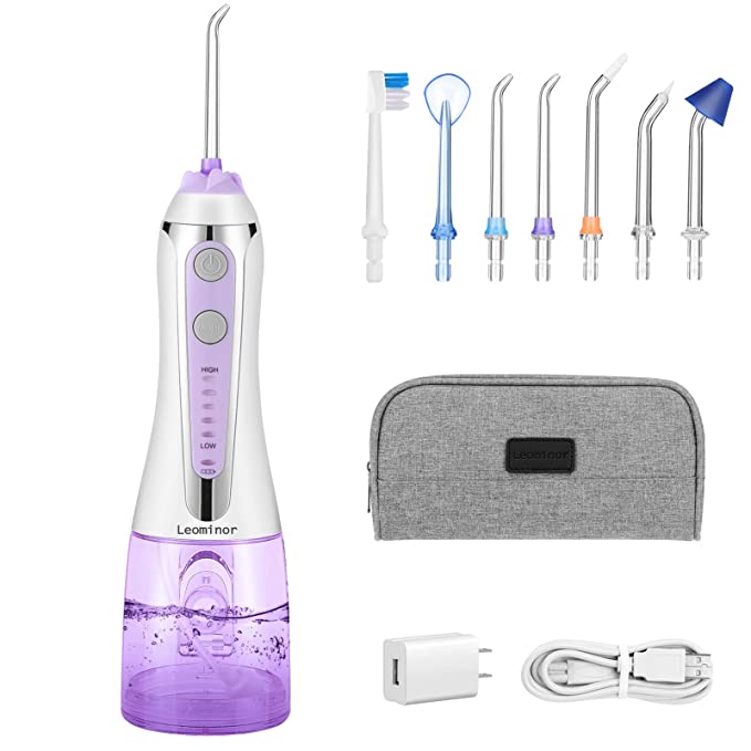 IRRIGADOR DENTAL LIMPIADOR BUCAL LEOMINOR 5 MODOS 7 PUNTAS