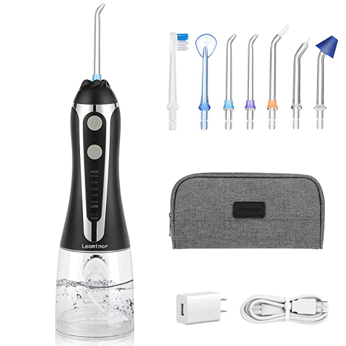 IRRIGADOR DENTAL LIMPIADOR BUCAL LEOMINOR 5 MODOS 7 PUNTAS
