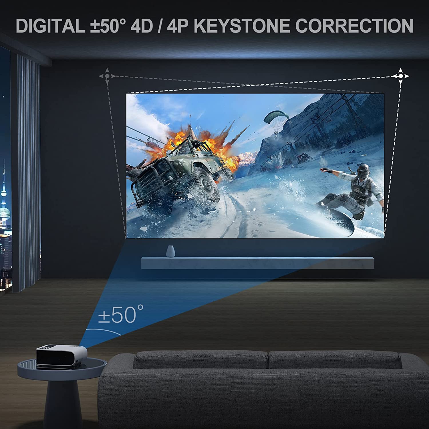 PROYECTOR PORTATIL MULTIMEDIA YABER V8 9000 LUMENS LED 300 PULGADAS