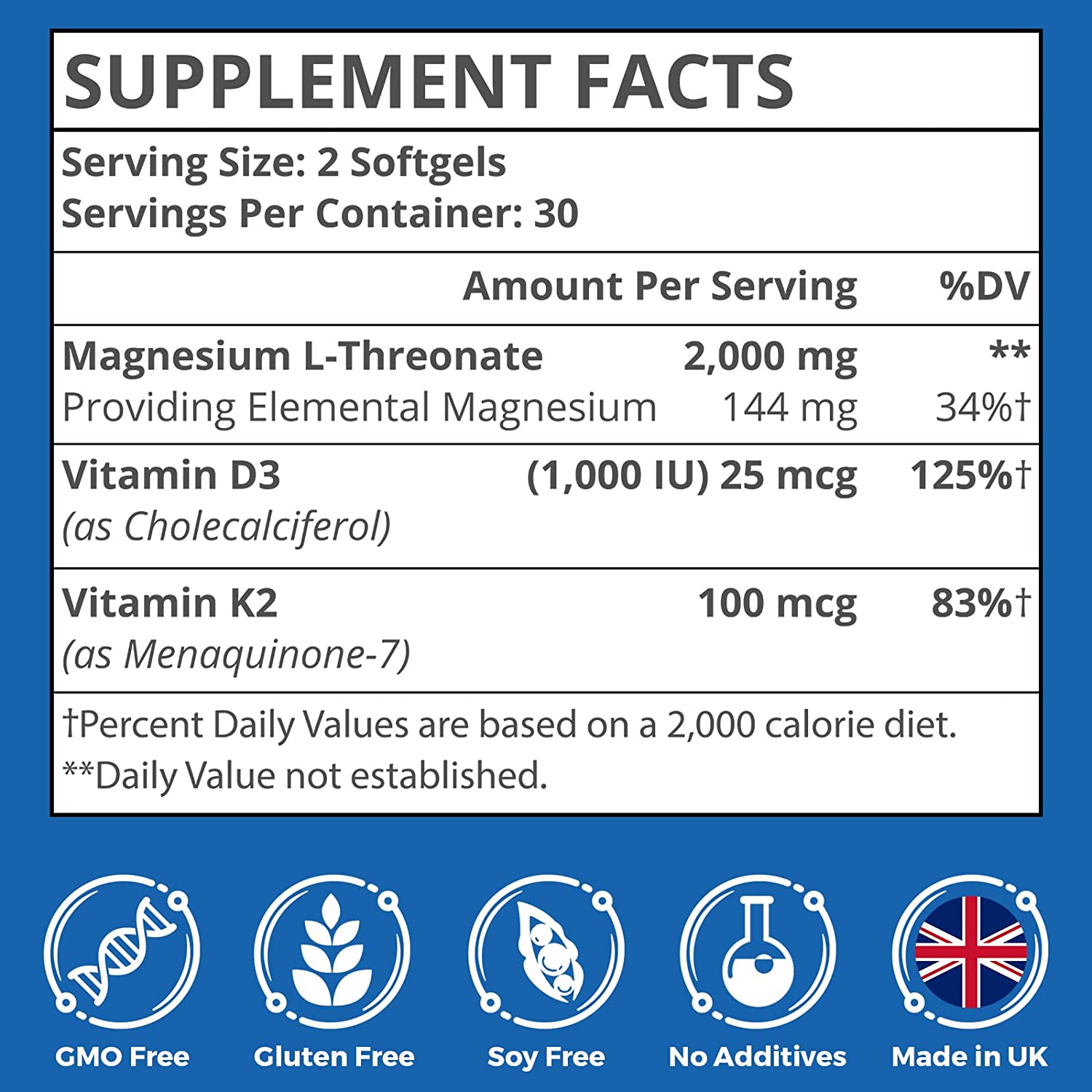 TREONATO DE MAGNESIO 2000 MG LIPOSOMAL CON VITAMINA D3 K2 1000 IU 60 CAPSULAS BLANDAS SIN GMO KAYSEARI