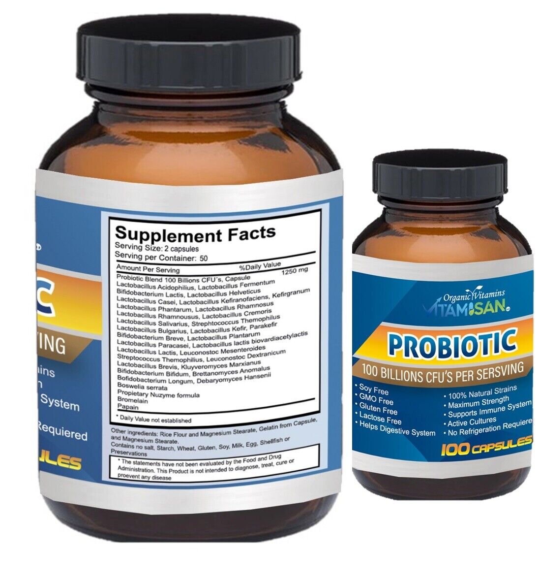 PROBIOTICOS  30 CEPAS 100 BILLONES CFU 100 CAPSULAS VITAMISAN