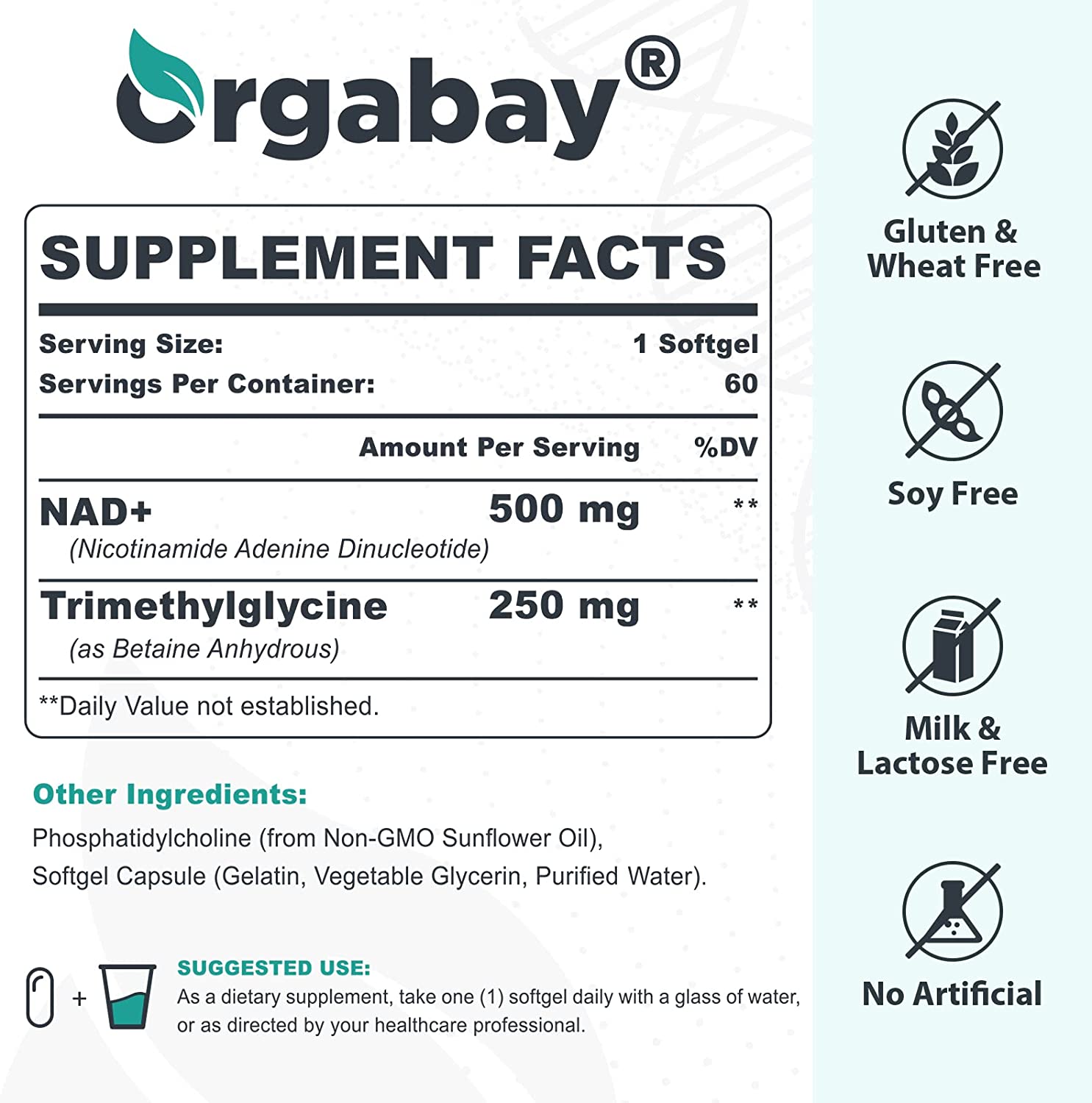 NAD+NICOTINAMIDE RIBOSIDE LIPOSOMAL  500 MG 60 CAPSULAS BLANDAS ORGABAY