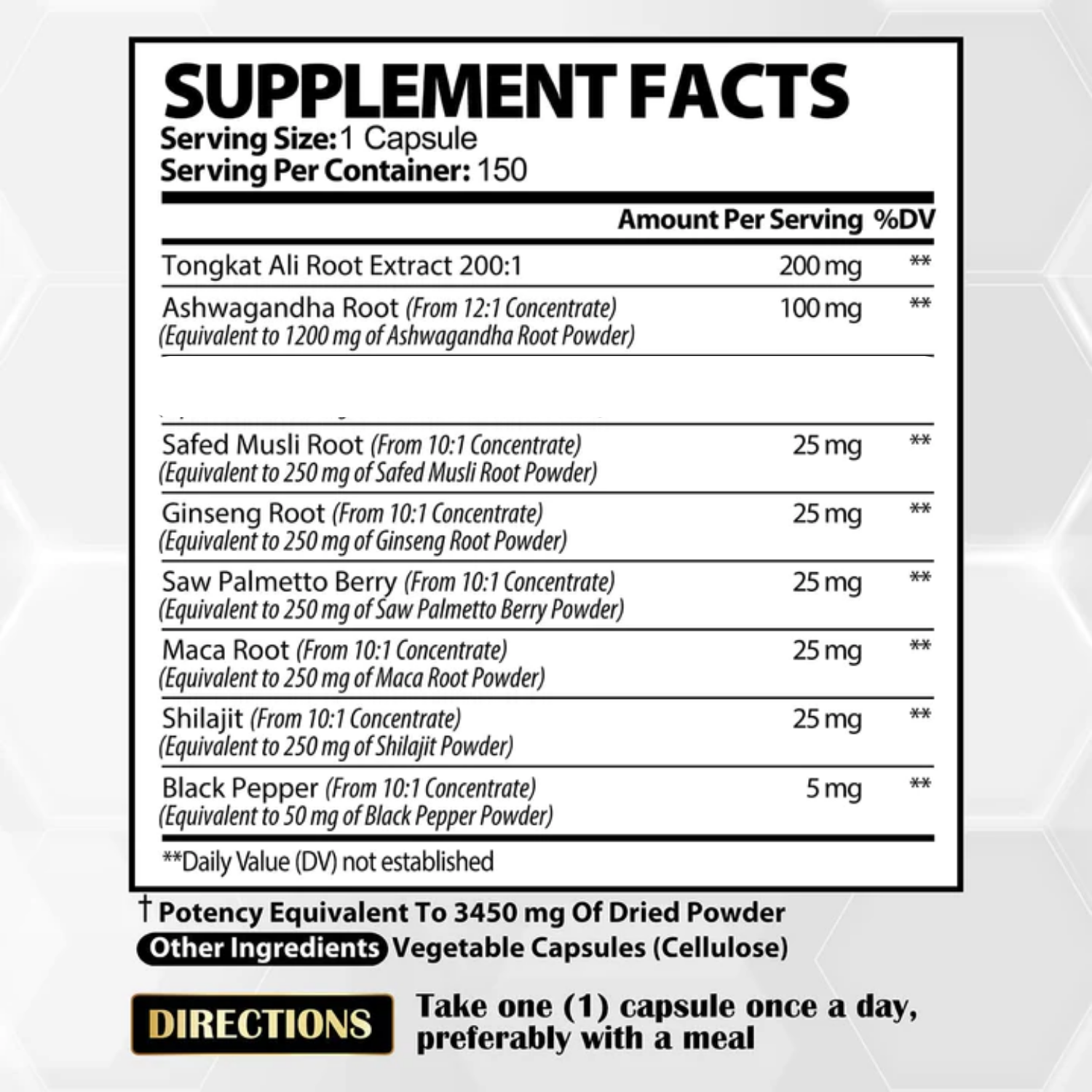 TONGKAT ALI 3450 MG 150 CAPSULAS SATOOMI