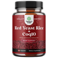 ARROZ DE LEVADURA ROJA 1200 MG CON COENZIMA Q10 100 MG 120 CAPSULAS NATURE´S CRAFT RED YEAST RICE