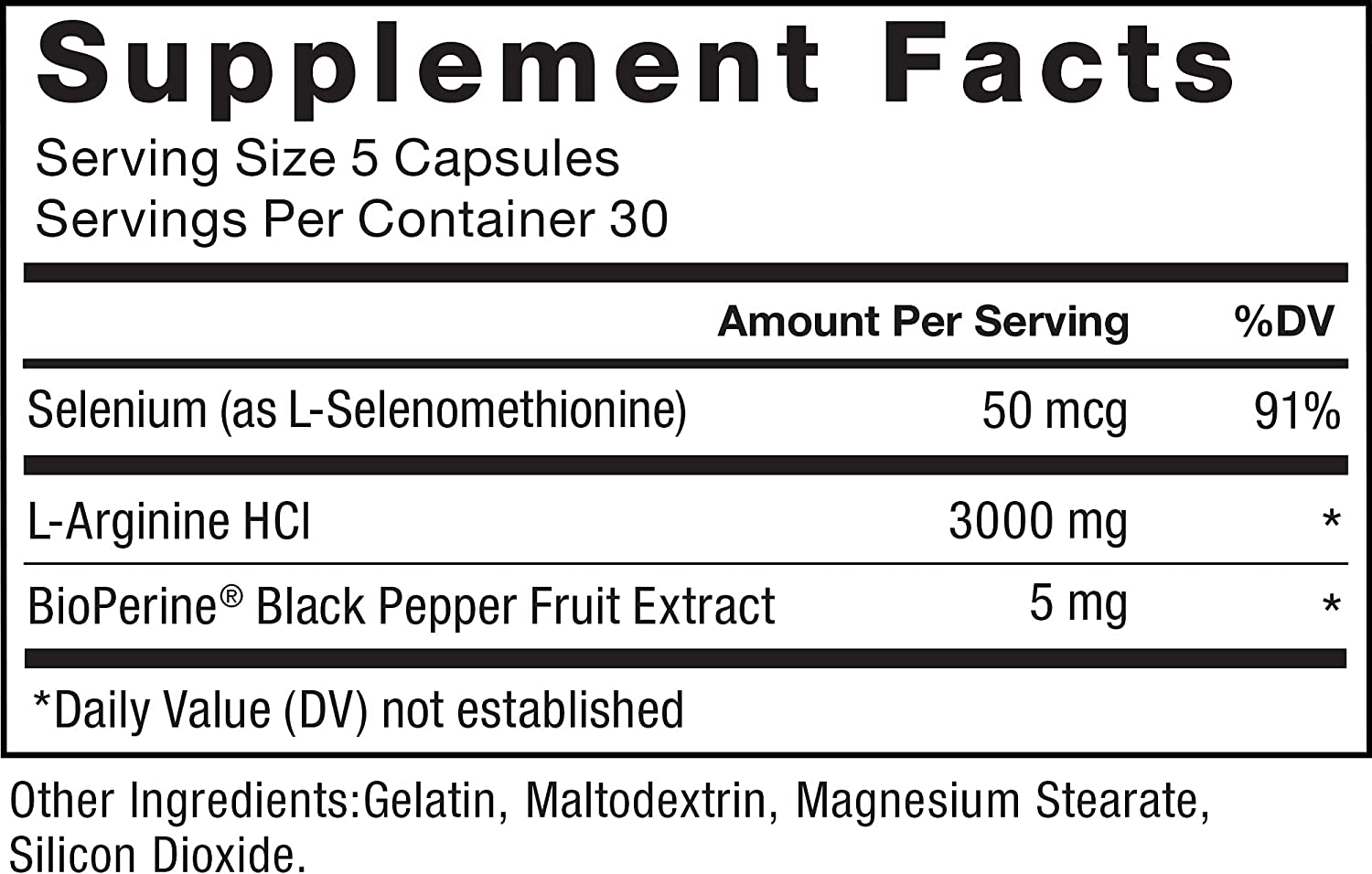 L ARGININA CON BIOPERINA 3000 MG 5 MG 150 CAPSULAS FORCE FACTOR