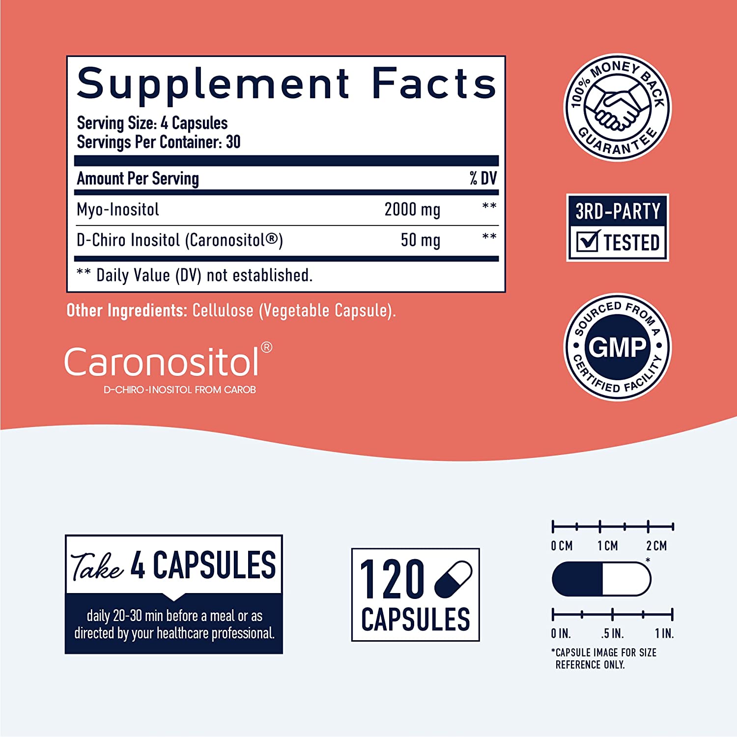 MYO DCHIRO INOSITOL  2050 MG 120 CAPSULAS SMNUTRITION