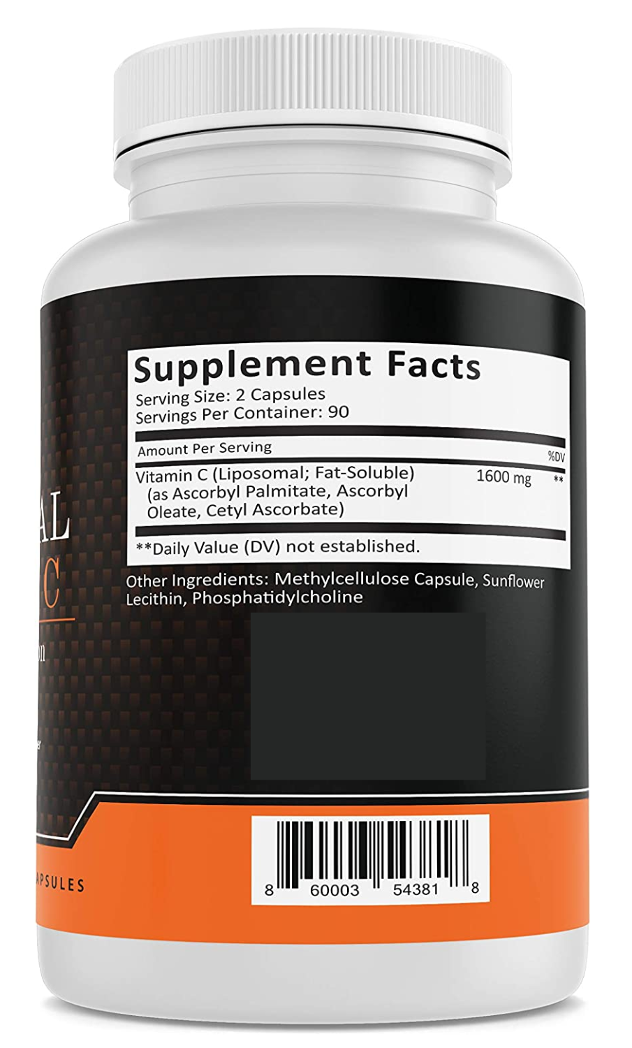 VITAMINA C LIPOSOMAL 1,600 MG 180 CAPSULAS HMS NUTRITION