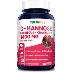 D MANOSA 1000 MG CON HIBISCO 200 MG Y ARÁNDANO 200 MG 180 CAPSULAS VEGETALES NUSAPURE