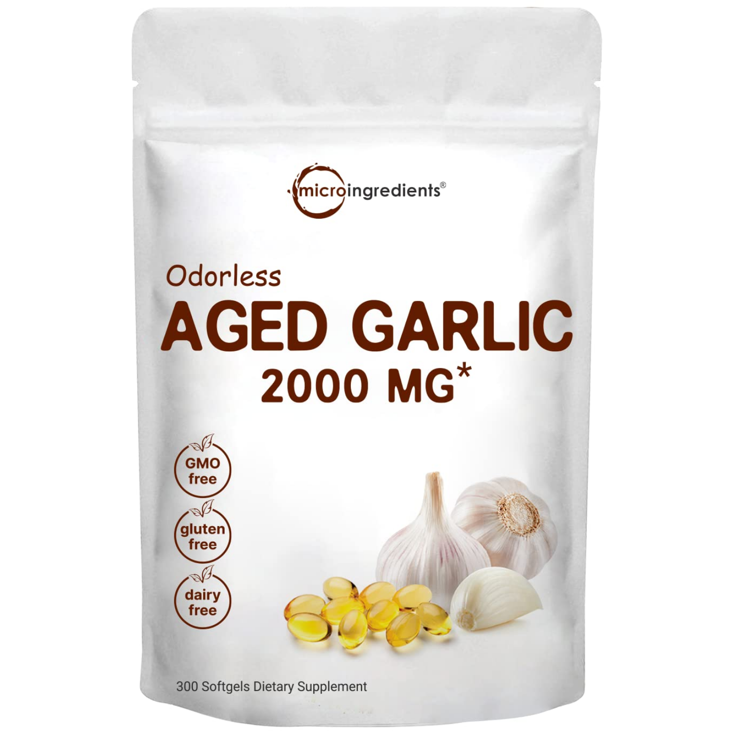 AGED GARLIC AJO SIN OLOR MICROINGREDIENTS 2000 MG 300 CAPSULAS BLANDAS SIN GMO