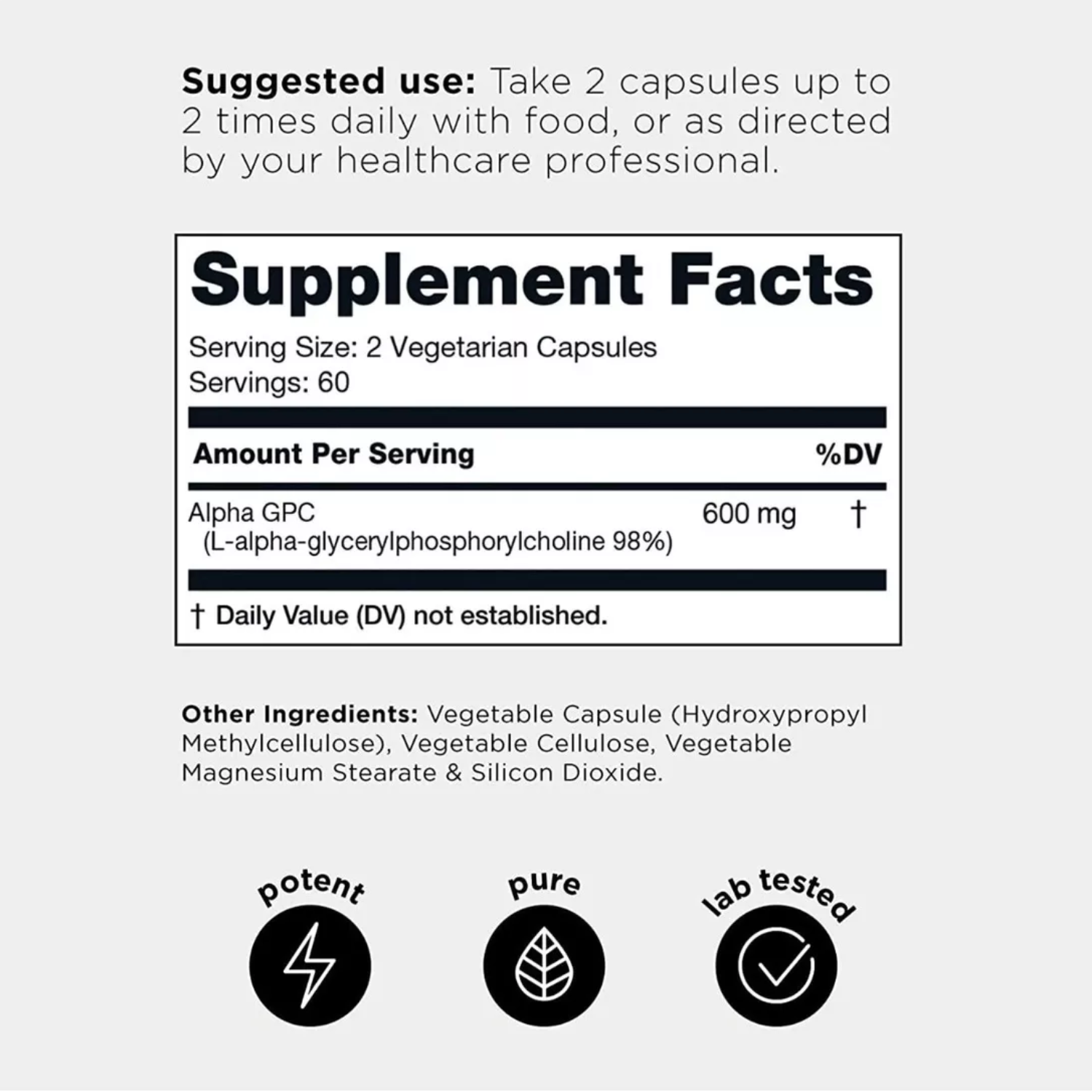 ALPHA  GPC (L-ALFA GLICERILFOSFORILCOLINA) 600 MG 120 CAPSULAS TONIIQ