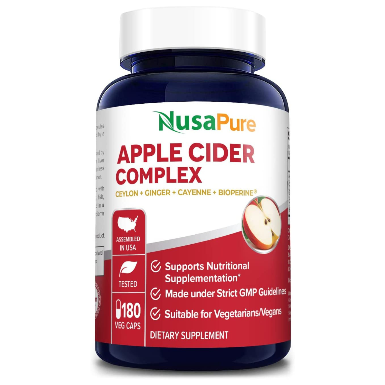 VINAGRE DE MANZANA COMPLEJO 1,500 MG 180 CAPSULAS NUSAPURE