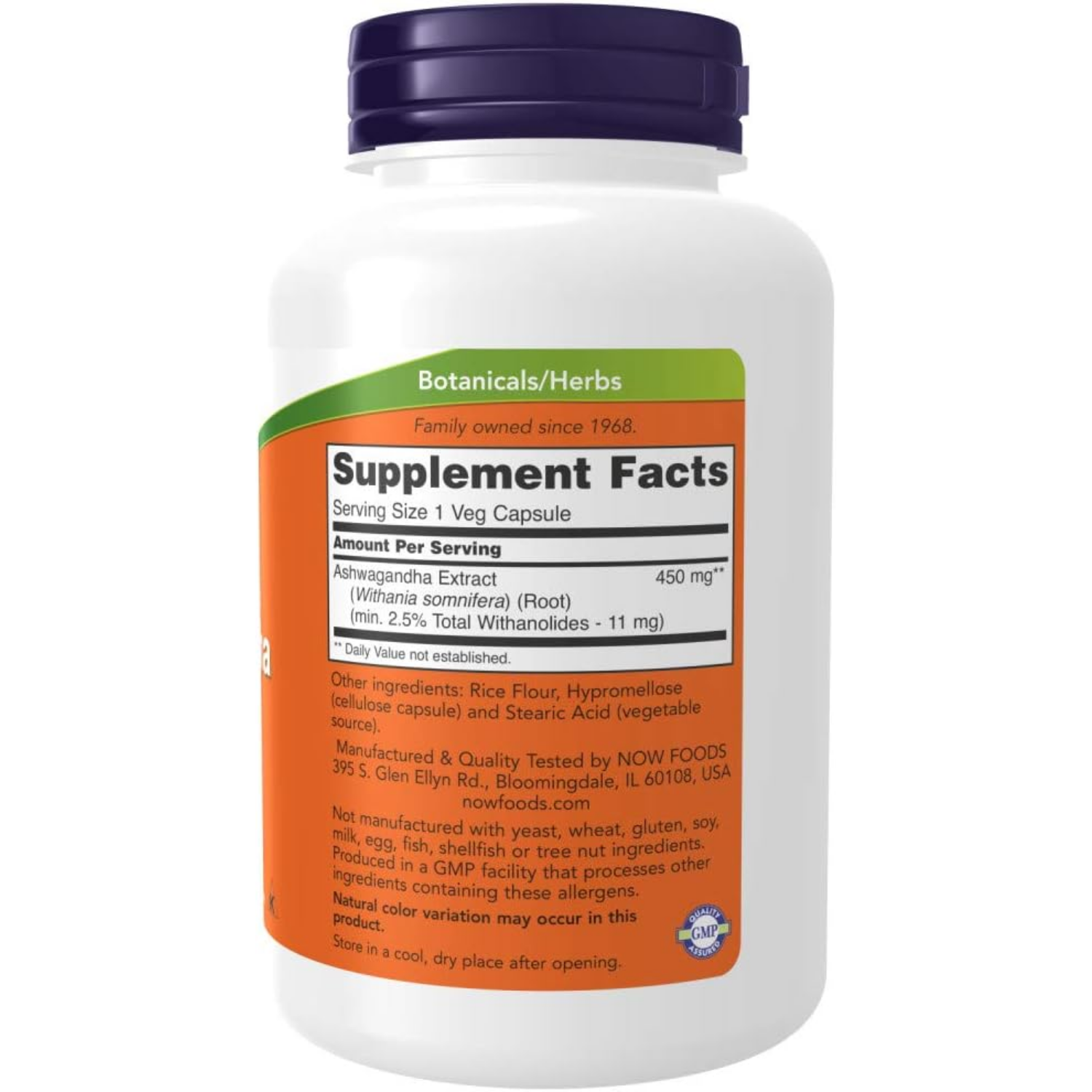 ASHWAGANDHA NOW  450 MG 180 CAPSULAS VEGANO