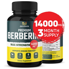 BERBERINA MAXIMA POTENCIA 9000 MG CON CARDO MARIANO (MILK THISTLE) 1500 MG Y CURCUMA 1500 MG 90 CAPSULAS VEGANO BMVINVOL