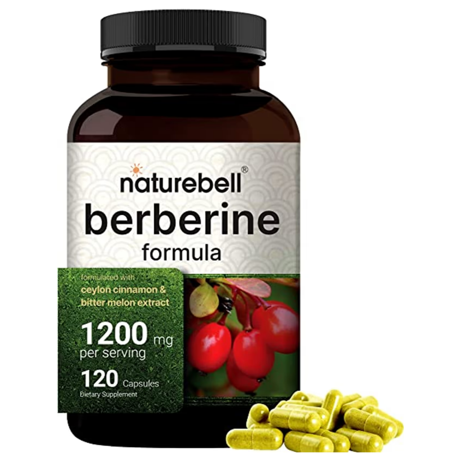 BERBERINA 1200 MG CON CANELA DE CEYLAN 100 MG NATUREBELL 120 CAPSULAS SIN GMO