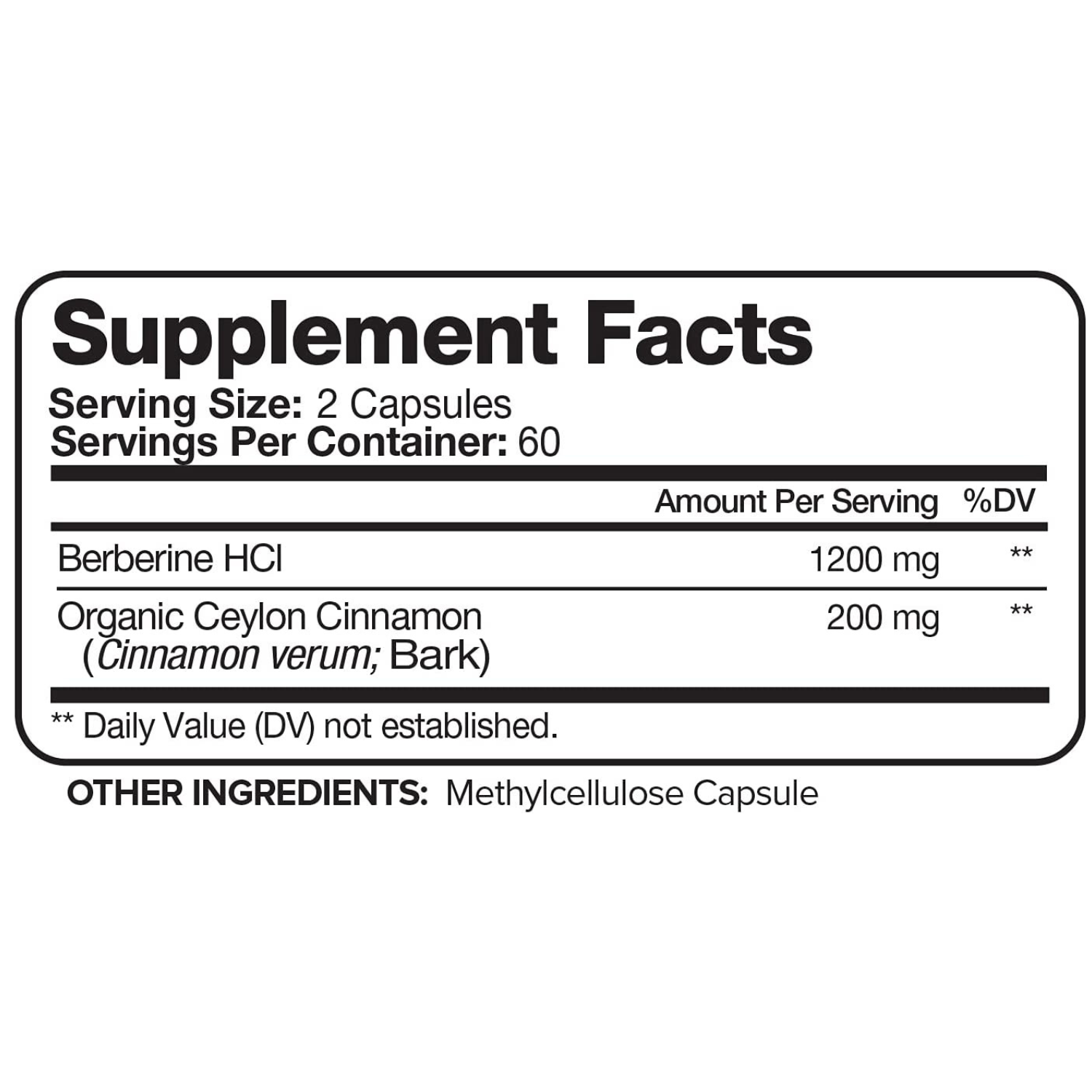 BERBERINA 1200 MG CON CANELA DE CEYLAN  200 MG 120 CAPSULAS VEGANO NUTRIVEIN