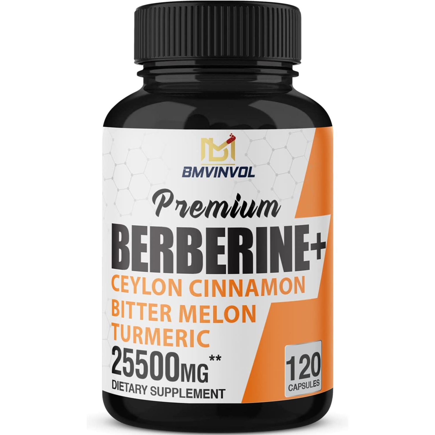 BERBERINA 15000 MG CON CANELA DE CEYLAN 1000 MG Y MELÓN AMARGO 3000 MG + CURCUMA 4500 MG + TE VERDE 2000 MG 120 CAPSULAS VEGANO BMVINVOL