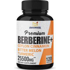 BERBERINA 15000 MG CON CANELA DE CEYLAN 1000 MG Y MELÓN AMARGO 3000 MG + CURCUMA 4500 MG + TE VERDE 2000 MG 120 CAPSULAS VEGANO BMVINVOL