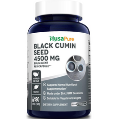 OIL ACEITE DE COMINO NEGRO NUSAPURE 4500 MG 180 CAPSULAS BLANDAS SIN GMO BLACK CUMIN SEED