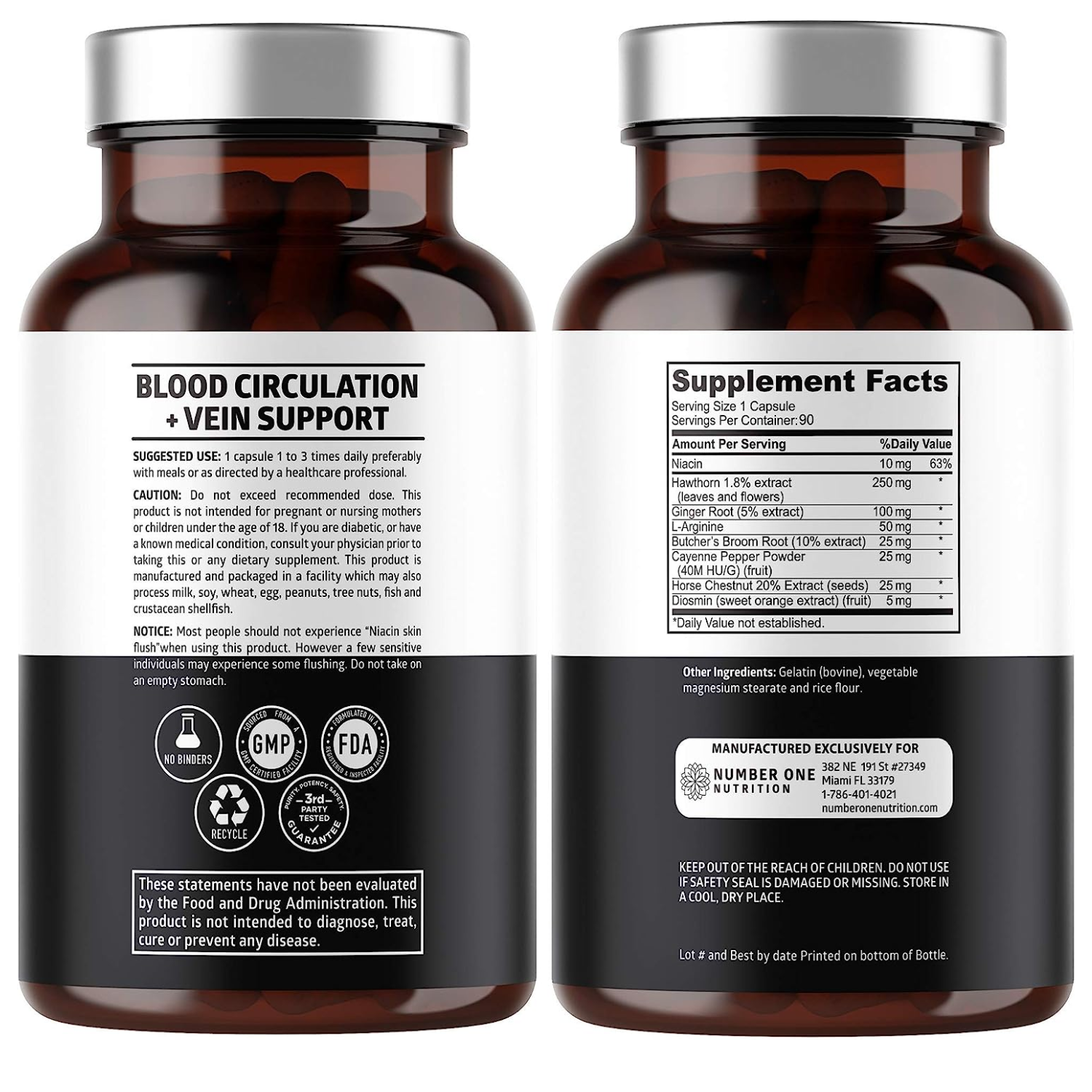 CIRCULACIÓN SANGUÍNEA 8 HIERBAS (NIACINA 10 MG CON EXTRACTO DE FLORES 250 MG Y RAIZ DE JENGIBRE 100 MG ) 490 MG 90 CAPSULAS SIN GMO NUMBER ONE BLOOD CIRCULATION