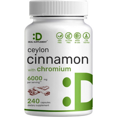 CANELA DE CEYLAN 6000 MG CON CROMO 1000 MG DEAL 240 CAPSULAS SIN GMO