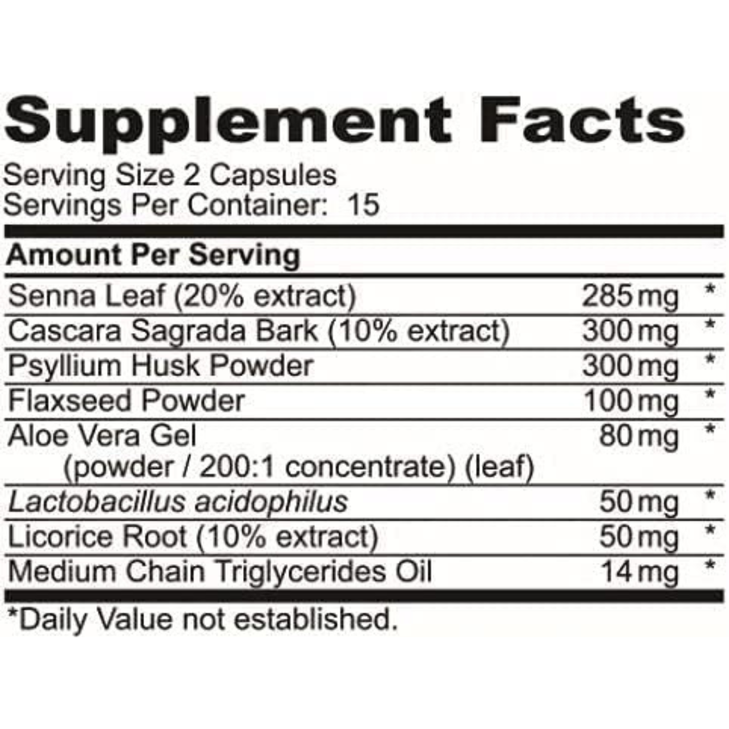 CLEANSE DETOX 1179 MG (HOJA DE SENNA 285 MG + CASCARA SAGRADA BRAK 300 MG + POLVO DE CÁSCARA DE PSYLLIUM 300 MG) 30 CAPSULAS RESEARCH LABS