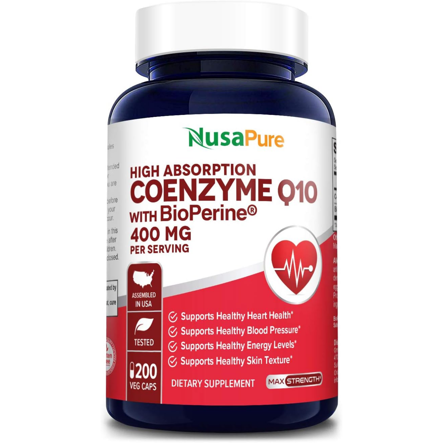 COENZIMA Q10 400 MG UBIQUINOL COQ10 CON BIOPERINA 5 MG NUSAPURE 200 CA ...