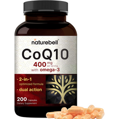 COENZIMA Q10 400 MG UBIQUINOL COQ10 CON OMEGA 3 100 MG NATUREBELL 200 CAPSULAS SIN GMO