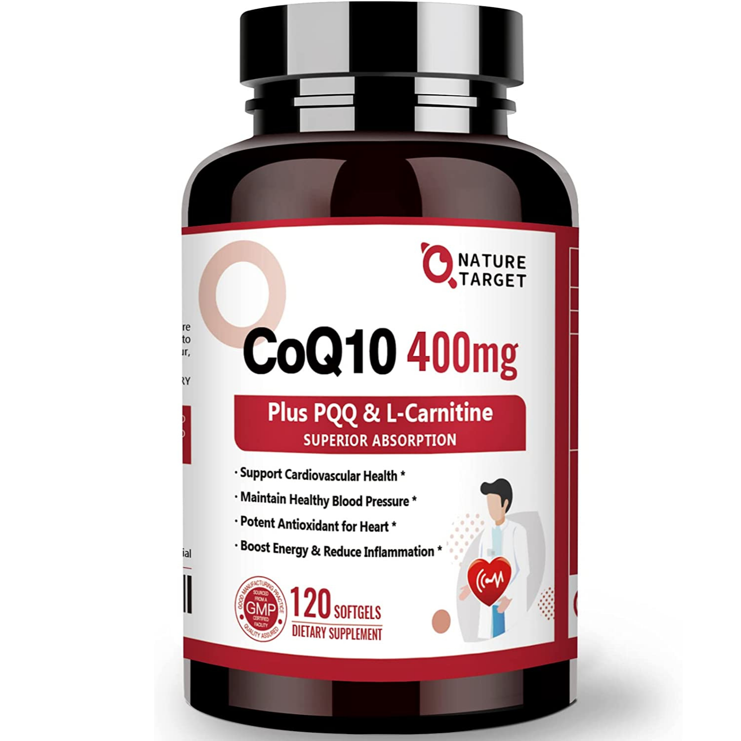 COENZIMA Q10 400 MG UBIQUINOL COQ10 CON OMEGA 3 60 MG LECITINA DE GIRASOL 30 MIN Y VITAMINA E 30 MG 120 CAPSULAS BLANDAS SIN GMO NATURE TARGET