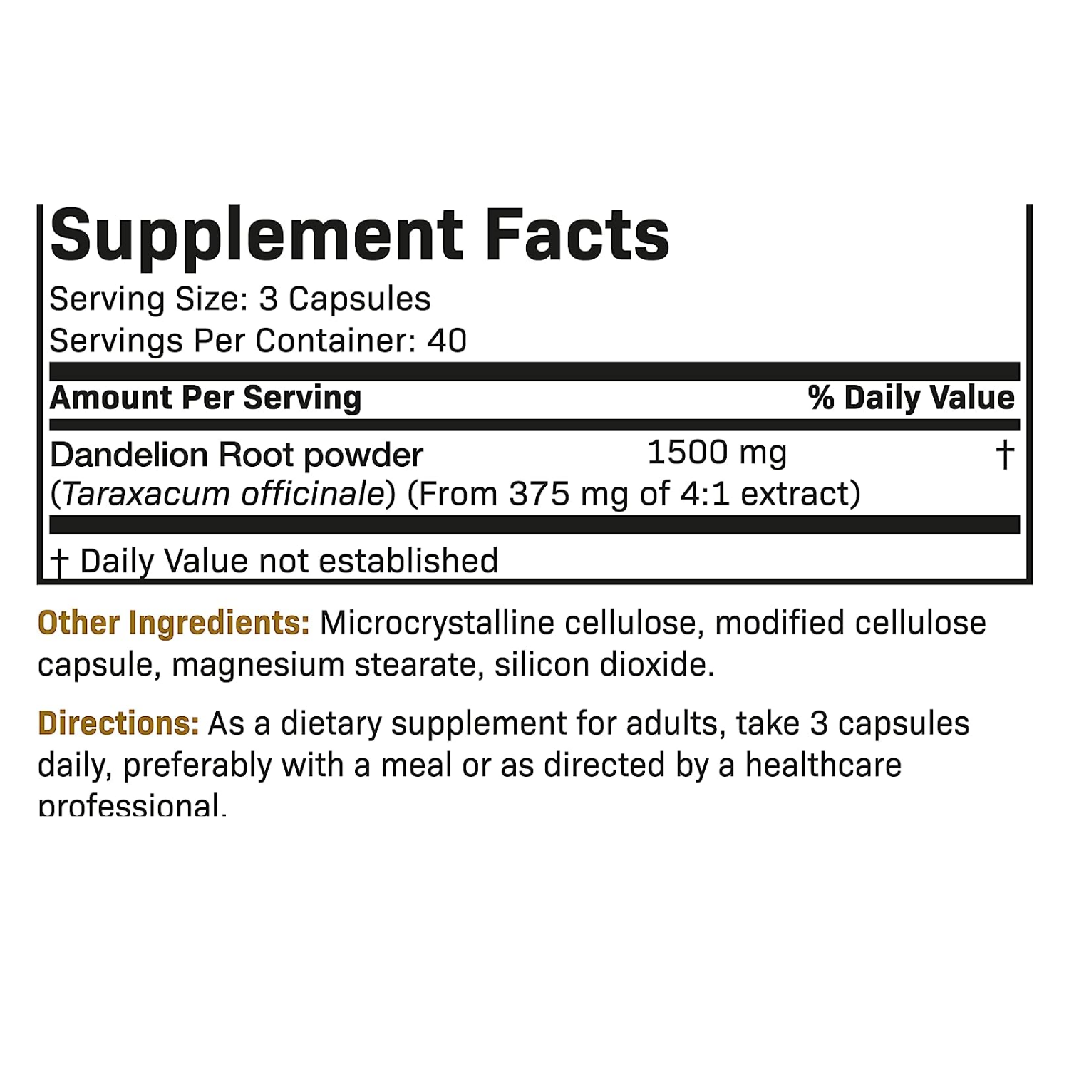 RAIZ DE DIENTE DE LEON DANDELION ROOT 1500 MG 120 CAPSULAS FUTUREBIOTICS