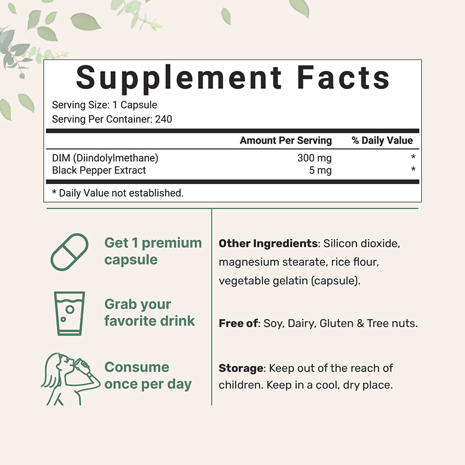 DIM CON EXTRACTO DE PIMIENTA NEGRA 300 MG 240 CAPSULAS MICROINGREDIENTS