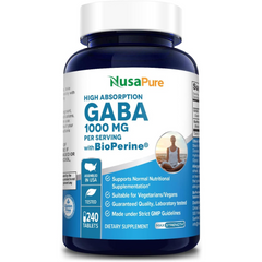 GABA 1000 MG 240 CON BIOPERINA 2.5 MG NUSAPURE CAPSULAS SIN GMO