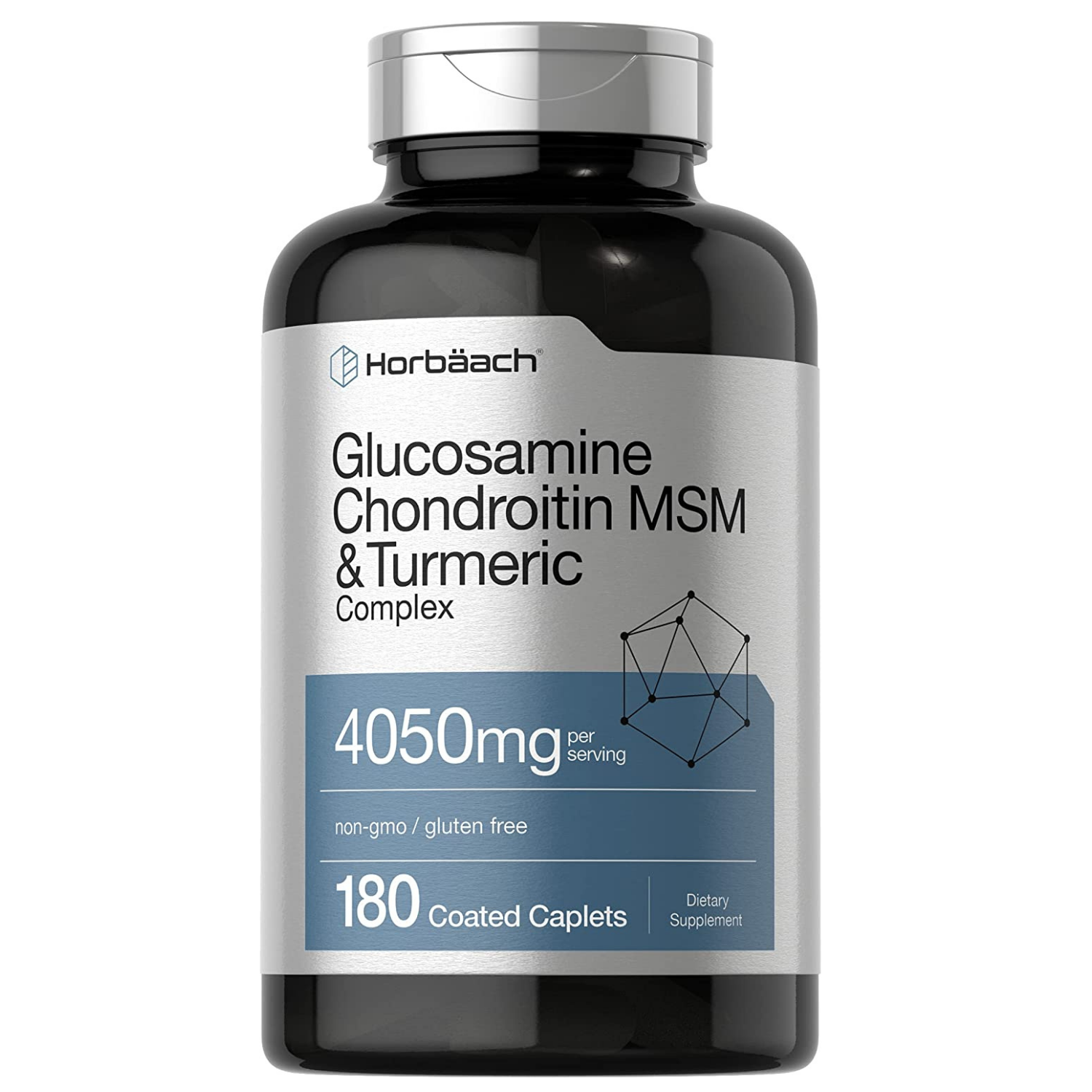 GLUCOSAMINA CONDROITINA CON CURCUMA HORBBAACH 4,050 MG MSM 180 TABLETAS GLUCOSAMINE CHONDROITIN WITH TURMERIC