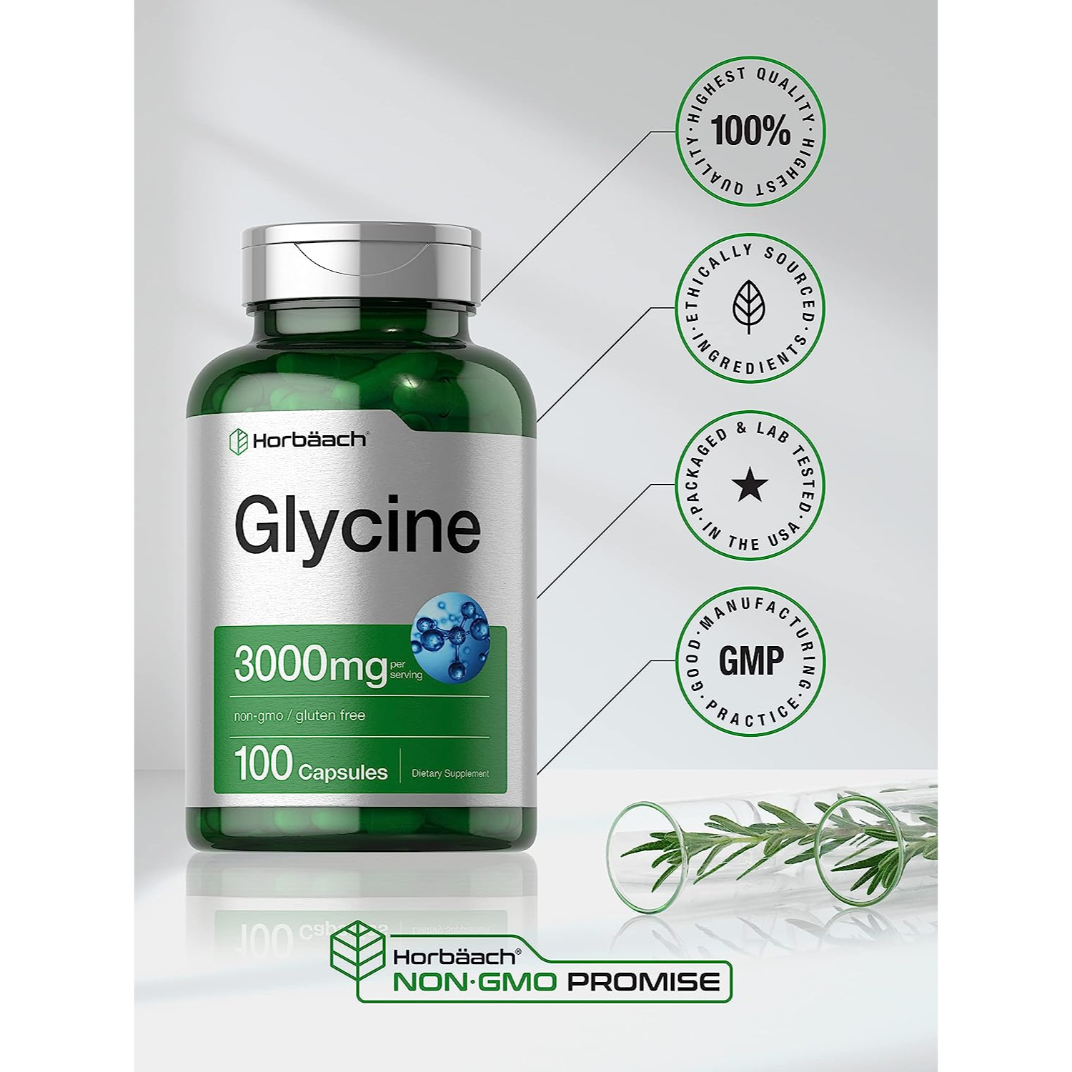 GLICINA HORBAACH 3000 MG 100 CAPSULAS GLYCINE