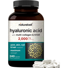 ÁCIDO HIALURONICO  2000 MG HYALURONIC ACID CON MULTICOLÁGENO Y MSM 240 CAPSULAS SIN GMO NATUREBELL