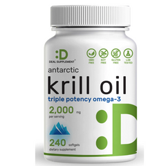 KRILL OIL ANTARCTIC 2000 MG CON EPA 240 MG Y DHA 160 MG 240 CAPSULAS BLANDAS SIN GMO DEAL SUPPLEMENTS