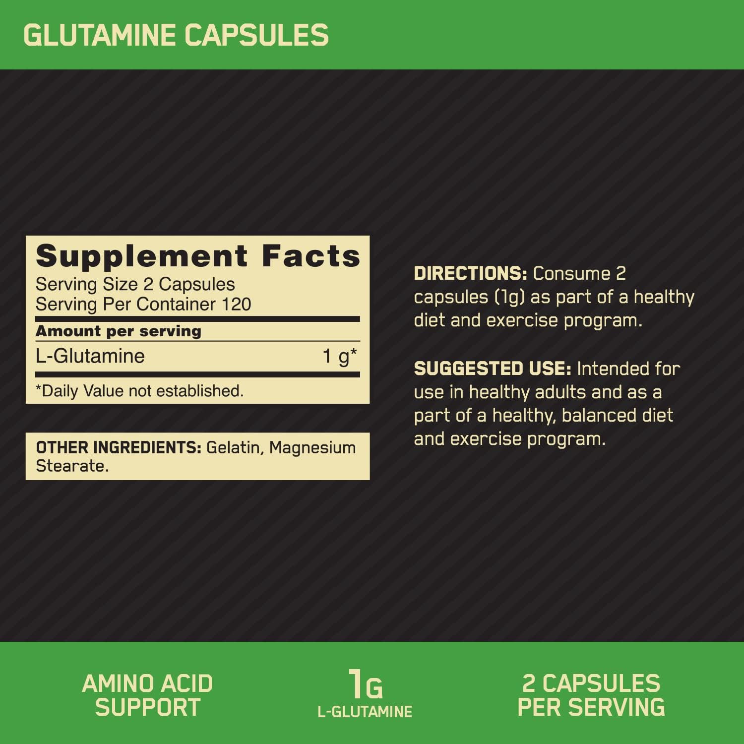 GLUTAMINA  1000 MG 240 CAPSULAS OPTIMUN NUTRITION