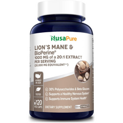 HONGO MELENA DE LEON NUSAPURE 1000 MG 120 CAPSULAS VEGETALES SIN GMO LION'S MANE MUSHROOM