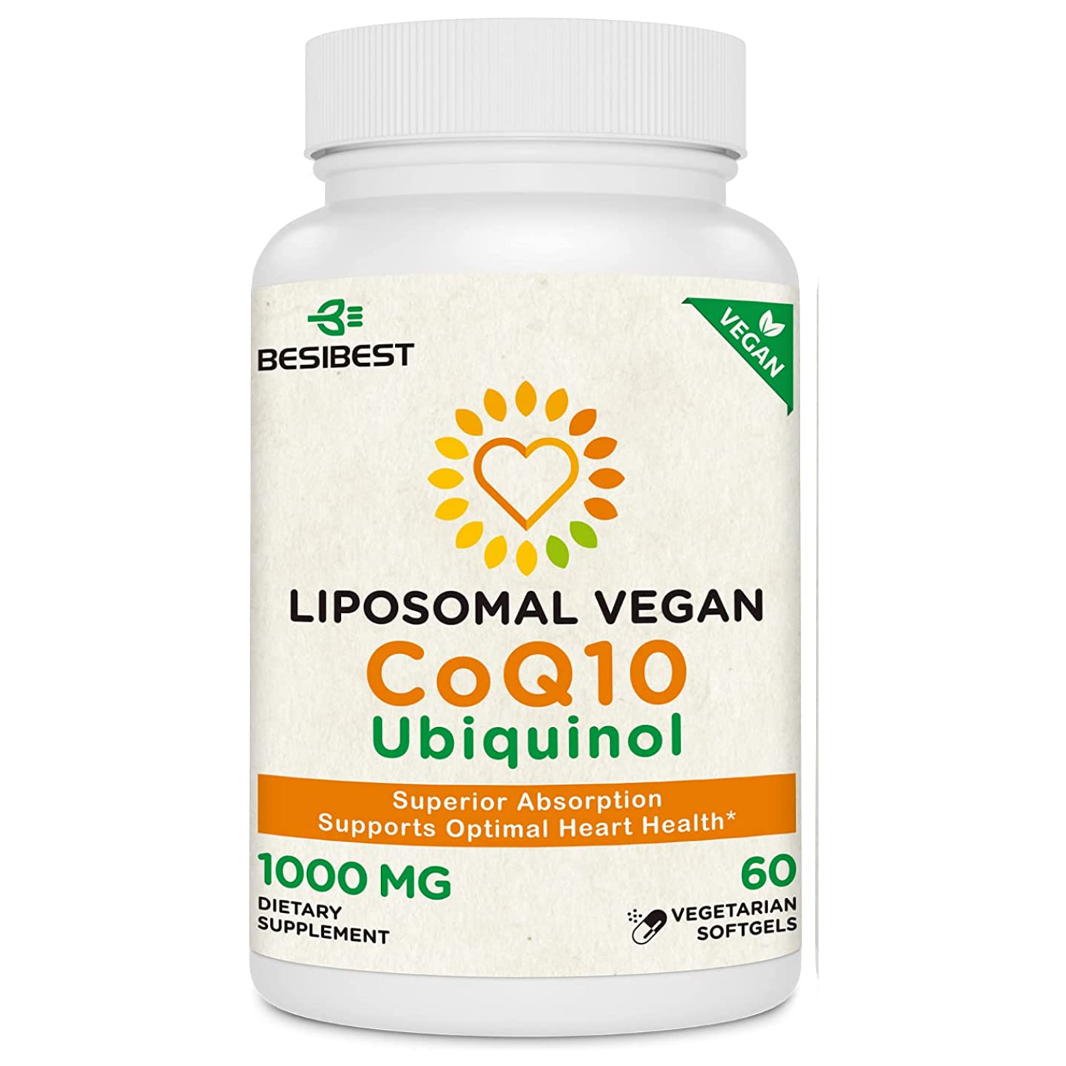 COENZIMA Q10 1000 MG UBIQUINOL COQ10 60 CAPSULAS BLANDAS VEGETALES SIN GMO BESIBEST