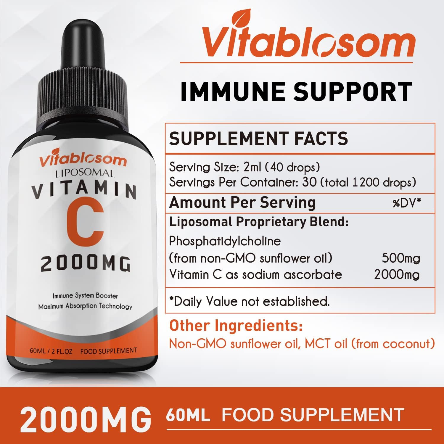 VITAMINA C LIPOSOMAL 2,000 MG 60 ML SIN GMO VITABLOSOM