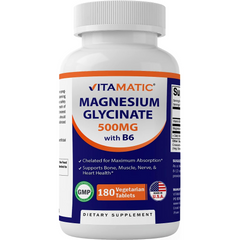 GLICINATO DE MAGNESIO 500 MG CON VITAMINA B6 5 MG 180 CAPSULAS SIN GMO VITAMATIC