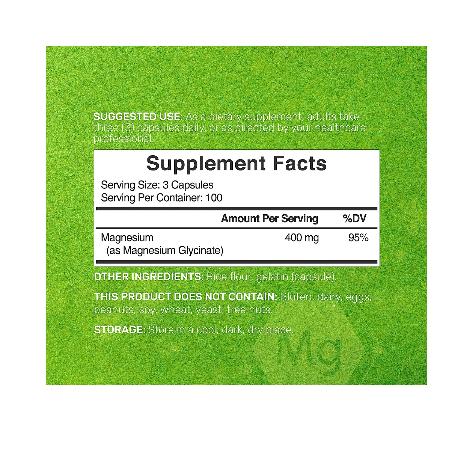 GLICINATO DE MAGNESIO DEAL SUPPLEMENTS 400 MG 300 CASPSULAS