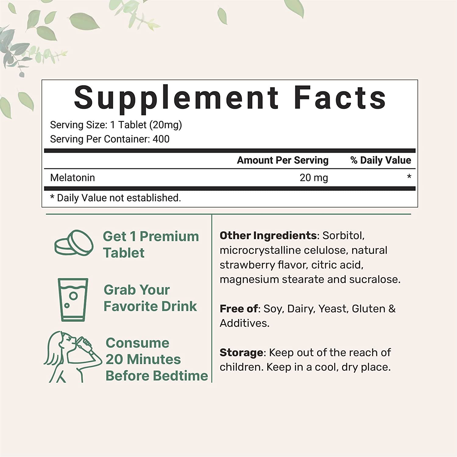 MELATONINA MICROINGREDIENTS 20 MG 400 TABLETAS SUBLINGUALES SIN GMO