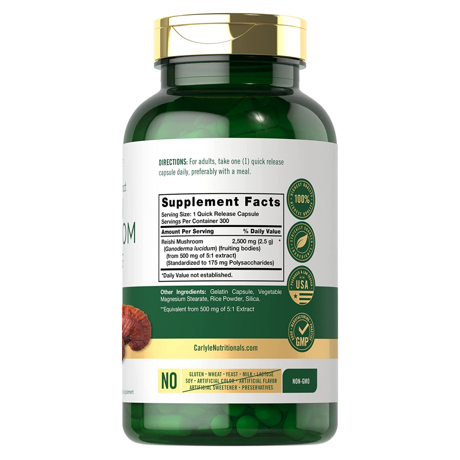 HONGOS REISHI  2500 MG 300 CAPSULAS CARLYLE