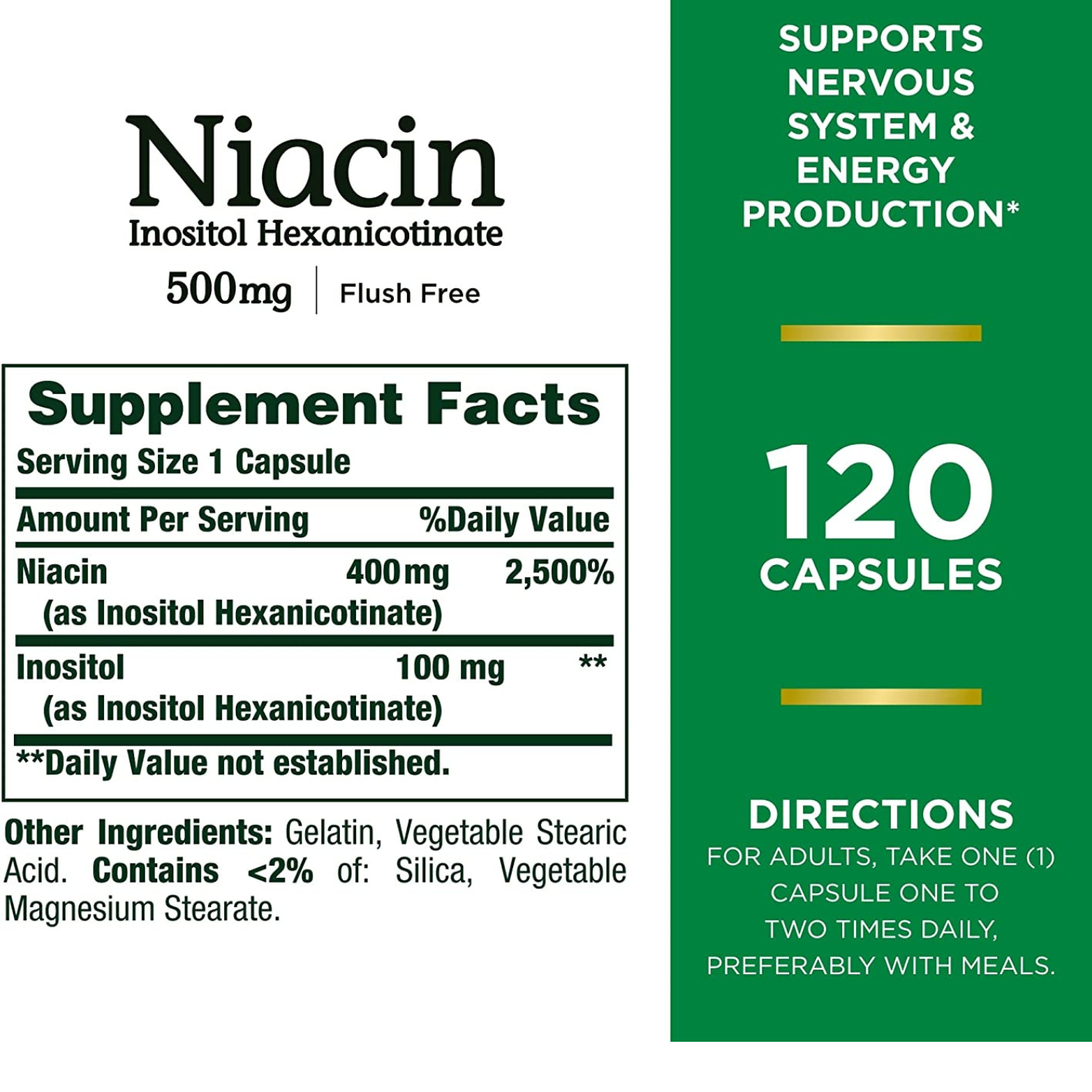 NIACINA 500 MG 120 CAPSULAS  NATURES BOUNTY